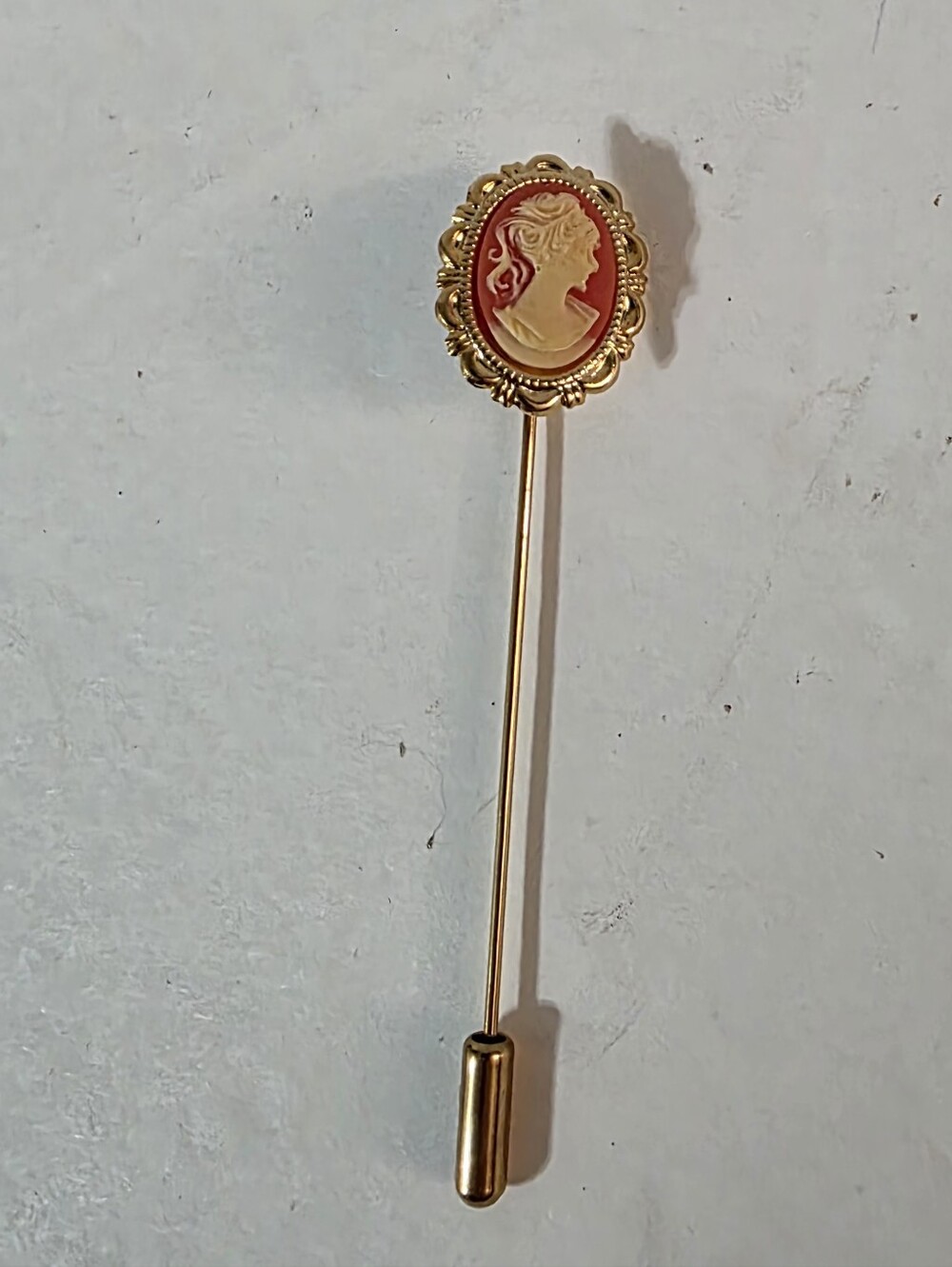 Vintage 80s Cameo Stick/ Hat Pin Goldtone